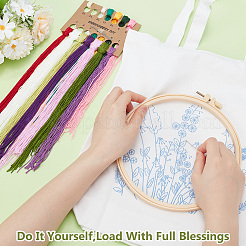 花柄 DIY キャンバス レディース ショルダーバッグ 作り方キット  スレッドを含む  刺繍フープ  カラフル  390x345mm&nbsp;DIY-WH0349-356A