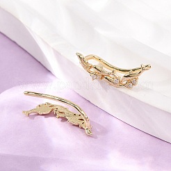 真鍮製パヴェキュービックジルコニアスタッドクローラーピアス  イルカ  18KGP本金メッキ  カドミウムフリー＆鉛フリー  長持ちメッキ  ラックめっき  透明  17.5x6x5.5~6mm&nbsp;KK-CBAA351-20G-01