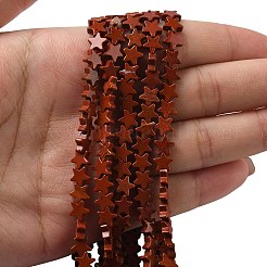 天然石レッドジャスパービーズ連売り  スター  6x6x2mm  穴：0.7mm  約72個/連  14.96''（38センチメートル）&nbsp;G-F817-A02-01