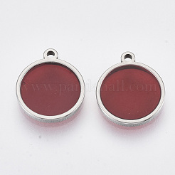 ステンレスペンダント201個  エポキシ樹脂  フラットラウンド  ミックスカラー  ステンレス鋼色  14x12x1.5mm  穴：1.2mm&nbsp;STAS-R100-45B