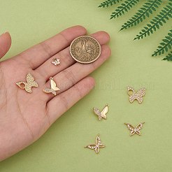 8個4スタイル真鍮マイクロパヴェキュービックジルコニアペンダント  蝶  18KGP本金メッキ  8~15.5x9~17x2~2.5mm  穴：1~4mm  2個/スタイル&nbsp;ZIRC-SZ0003-55