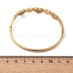304ステンレススチールラインストーンヒンジ付き女性用バングル  ハート  18KGP本金メッキ  イオンプレーティング（ip）  長持ちメッキ  クリスタル  内径：2.34x1.95インチ（5.95x4.95cm）&nbsp;BJEW-B168-15G