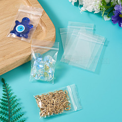 透明なプラスチック製の再封可能な包装袋  トップシール  セルフシールバッグ  長方形  ホワイト  6x4cm  片側の厚さ：2.1ミル（0.055mm）  300pc&nbsp;OPP-TADJ0001-05E