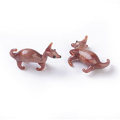 手作りランプワーク子犬ホームディスプレイ装飾  3D漫画の犬  サドルブラウン  29~32x9~11x20~25mm&nbsp;LAMP-L075-019