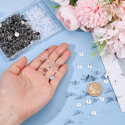 304ステンレス鋼のブランクフラットラウンドスタッドピアス金具  プラスチック製のピアスキャッチで  ステンレス鋼色  12x8mm  ピン：0.7mm&nbsp;STAS-DC0017-54C