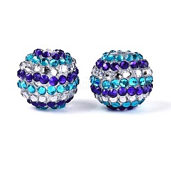 樹脂ラインストーンビーズ付きアクリル  ラウンド  ビーズペンジュエリー作り用  ミックスカラー  18~19x19.5~20mm  穴：2.5~3mm&nbsp;OACR-T030-21M