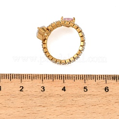 304ステンレススチール製マイクロパヴェキュービックジルコニアカフオープンリング（女性用）  ハート  ゴールドカラー  14mm  内径：17mm&nbsp;SA-CBAABBA-18B-G