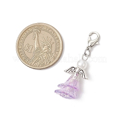 花の天使 ABSプラスチック模造真珠とアクリルパーツ装飾  合金製カニカン付き  ミックスカラー  42mm&nbsp;HJEW-JM03615