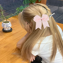 4個 4色 蝶結び ポリエステル ワニ口ヘアクリップ 女性 女の子用  鉄のクリップ付き  ミックスカラー  180x140x14mm  1pc /カラー&nbsp;OHAR-LP0001-37