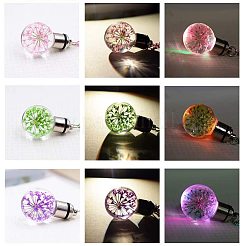 ペンダントを希望丸い透明なガラス  プラチナメッキ真鍮パーツ  プラチナ  28x12mm  穴：2mm&nbsp;GLAA-PH0007-21P
