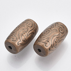 CCBプラスチックビーズ  バレル刻まれた花  赤銅鉱  29x15.5mm  穴：3mm  約100個/500g&nbsp;CCB-R102-14R