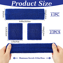 ポリエステル製の肘当てとヘッドバンド  エルボーブレース保護カバー  ミッドナイトブルー  169x50x15mm&nbsp;AJEW-WH20010-49A