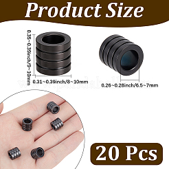 304ステンレススチールチューブビーズ20個  ストライプチューブ  9x10mm  穴：6.5mm&nbsp;STAS-BBC0009-83EB