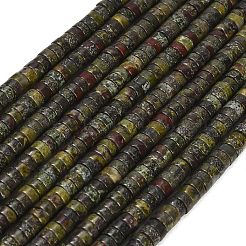 天然石ドラゴンブラッドビーズ連売り  ディスク  ヒシビーズ  6~6.5x3~3.5mm  穴：0.8mm  約128個/連  15.35''（39センチメートル）&nbsp;G-M420-A23-01