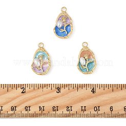 10本合金エナメルペンダント  ABSの模造パールと  花とオーバル  ラックめっき  長持ちメッキ  鉛フリー＆カドミウムフリー＆ニッケルフリー  ゴールドカラー  ミックスカラー  24.5x14x5mm  穴：2.1mm&nbsp;ENAM-FS0003-25