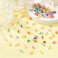 200個透明アクリルパーツ  菱形チャーム  真鍮パーツ  ミックスカラー  7mm  穴：2mm&nbsp;PALLOY-TAC0297