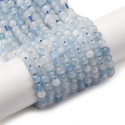 天然石アクアマリンビーズ連売り  多面カット  ラウンド  4mm  穴：0.8mm  約97~103個/連  38~39cm&nbsp;G-A276-C09-4mm-02