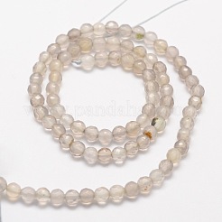 カット加工天然石瑪瑙ラウンドビーズ連売り  染め  グレー  4mm  穴：1mm  約92個/連  14.6インチ&nbsp;G-E318C-4mm-12