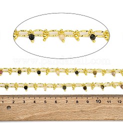 手作りのファセットカット天然トルマリンビーズチェーン  ハンダ付け  スプールで  長持ちメッキ  18KGP本金メッキ  鉛フリー＆カドミウムフリー  オーバルリンク：8x4x1.5mm  ビーズ：3~3.5mm&nbsp;CHC-L050-01G-09