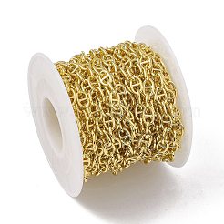 真鍮製の楕円形のリンクチェーン  スプールで  ハンダ付け  長持ちメッキ  カドミウムフリー＆ニッケルフリー＆鉛フリー  18KGP本金メッキ  7x4.5x1mm&nbsp;CHC-P010-10G