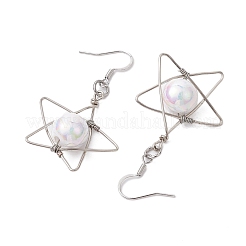 星型銅線巻きアクリルダングルイヤリング  プラチナ  53.5x29mm&nbsp;EJEW-JE05774