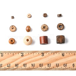 天然ココナッツビーズと木製ビーズ  混合形状  ミックスカラー  3.5~12x2.5~5mm  穴：1~3mm&nbsp;WOOD-FS0002-35