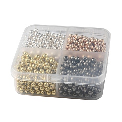 1000 個 4 スタイル鉄 & ABS プラスチックスペーサービーズ  ラウンド  ミックスカラー  4mm  穴：1.4~1.5mm  250個/スタイル&nbsp;DIY-YW0006-95