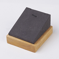 木製のペンダントが表示  フェイクスエードと  長方形  グレー  7x4.9x7.9cm&nbsp;ODIS-E013-01B