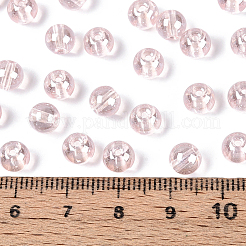 透明ガラスシードビーズ500個  窓ガラススタイル  ラウンド  ピンク  6mm  穴：1.2mm&nbsp;SEED-PA0001-08B