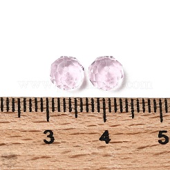K9ガラス  模造オーストリアクリスタルビーズ  グレードAAA  多面カット  ロンデル  ピンク  6x4mm  穴：0.7~0.9mm&nbsp;SWAR-F068-4x6mm-03