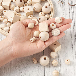 未完成の木製ビーズ  混合図形  バリーウッド  150個/袋&nbsp;WOOD-TA0002-14