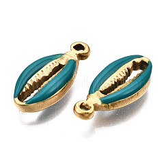 304ステンレスペンダント  エナメル  巻き貝  ゴールドカラー  ミックスカラー  17x8x3.5mm  穴：1mm&nbsp;STAS-T052-42