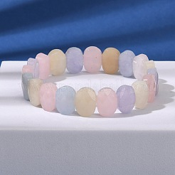 楕円形の天然マレーシアジェイドビーズストレッチブレスレット  ピンク  内径：2-3/8インチ（6cm）&nbsp;G-P589-02A-02