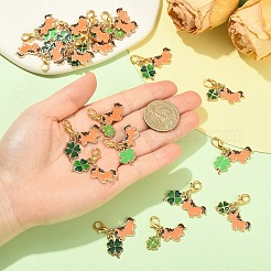 40本合金エナメルペンダントデコレーション  合金製のロブスタークロウ留め金と紙カード付き  ゴールドカラー  ミックスカラー  32mm&nbsp;HJEW-YW00422