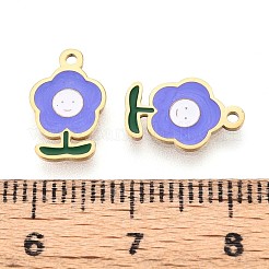 304ステンレススチールエナメルチャーム  花のチャーム  14KGP本金メッキ  12.5x8x0.8mm  穴：1.2mm&nbsp;STAS-T064-68G