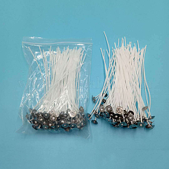 ワックスがけされた綿の芯芯  金属製のサステナタブ付き  DIYキャンドル作りに  ホワイト  15cm&nbsp;CAND-PW0001-116