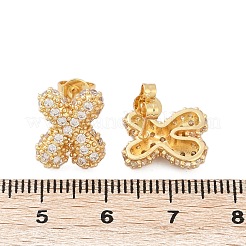 真鍮製マイクロパヴェキュービックジルコニアスタッドピアス  ラックめっき  長持ちメッキ  18KGP本金メッキ  文字x  13.5x11mm&nbsp;EJEW-Z091-04G-X