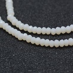 オペークガラスビーズ連売り  多面カット  ロンデル  ホワイト  2.3~2.7x1.5mm  穴：0.5mm  約150~155個/連  32~33cm&nbsp;EGLA-J144-NB11