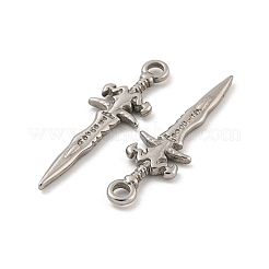 変色しない304ステンレススチールペンダント  剣のチャーム  ステンレス鋼色  30x9x2mm  穴：2.5mm&nbsp;X-STAS-O004-06D-P