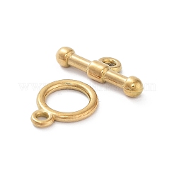 イオンプレーティング(IP) 304 ステンレススチール リング トグル クラスプ  18KGP本金メッキ  13x10x1.5mm  穴：1.6mm  バー：7x17x3.5mm  穴：1.8mm&nbsp;STAS-A092-09G-G