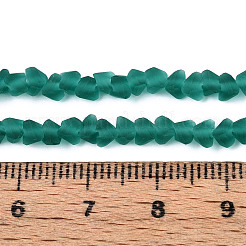 曇った透明ガラスビーズ連売り  三角形  ティール  3~3.5x4~4.5x4~4.5mm  穴：0.8mm  約121~131個/連  14.37~15.35インチ（36.5~39cm）&nbsp;GLAA-N016-4mm-04