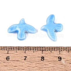 手作りの陶器ビーズ  光沢釉の磁器  鳥  ライトスカイブルー  16.5~17x13.5~14x4.5~5mm  穴：1.5~2mm&nbsp;PORC-N013-09I