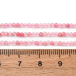天然石ロードナイトビーズ連売り  多面カット  ラウンド  2mm  穴：0.5mm  約204~208個/連  15.16''~15.55''（38.5~39.5センチメートル）&nbsp;G-Z083-A01-2mm