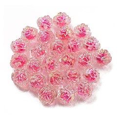 UVメッキレインボー虹色アクリルビーズ  ツートンカラーの二層ビーズ  ローズ  ショッキングピンク  15.5x16x15mm  穴：3mm&nbsp;LS-OACR-P010-20G