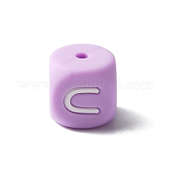 シリコンビーズ  文字スタイル  キューブ  文字.u  12x12x12mm  穴：2mm&nbsp;SIL-WH0008-18U