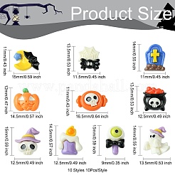 60個 10スタイル ハロウィンテーマ 不透明樹脂デコデンカボション  混合図形  11~15x9~16.5x4.5~7mm  6個/スタイル&nbsp;CRES-CJ0001-69