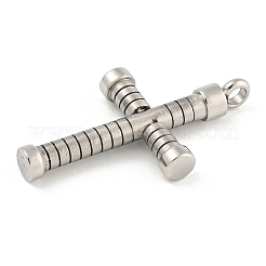 変色しない304ステンレススチールペンダント  クロスチャーム  ステンレス鋼色  28.5x16x4mm  穴：2mm&nbsp;STAS-F307-06P