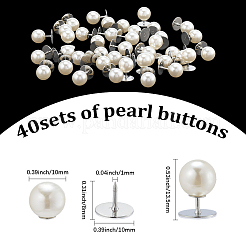 プラスチックキャップネイルボタン40個  衣類・帽子アクセサリー  ラウンド  プラチナ  13.5x10mm&nbsp;DIY-GF0011-50