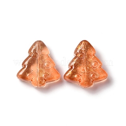 染色・加熱したガラスビーズ  金箔  バブル効果  クリスマスツリー  ダークオレンジ  16x15x5.5mm  穴：0.8mm&nbsp;GLAA-B009-02A