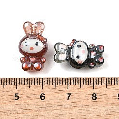 蓄光樹脂エナメルビーズ  ちょう結びウサギ  グリッターパウダー付き  暗闇で光る  ミックスカラー  19.5x11.5x9.5mm  穴：2.5mm&nbsp;RE-CBAC4C7-25